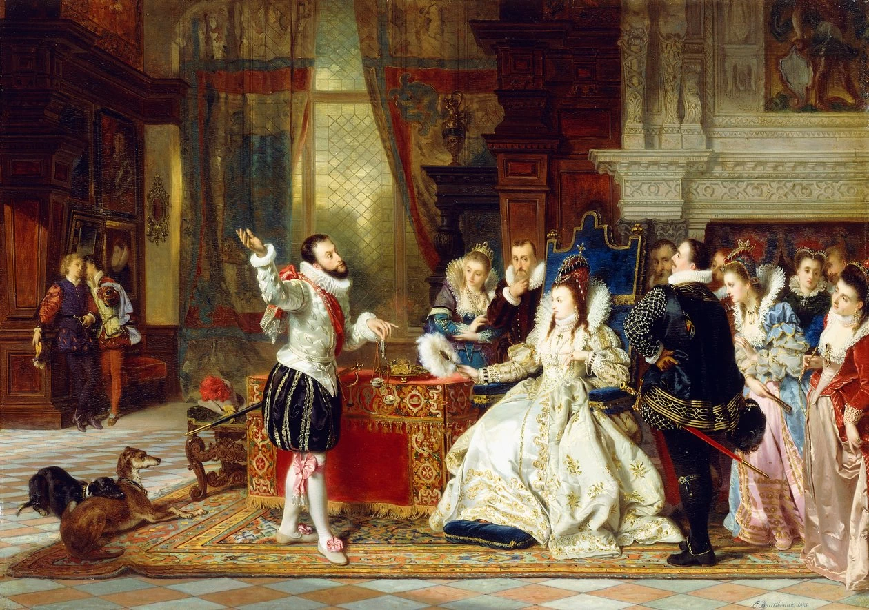 Charles Edouard Boutibonne - Sir Walter Raleigh e la regina Elisabetta, 1875